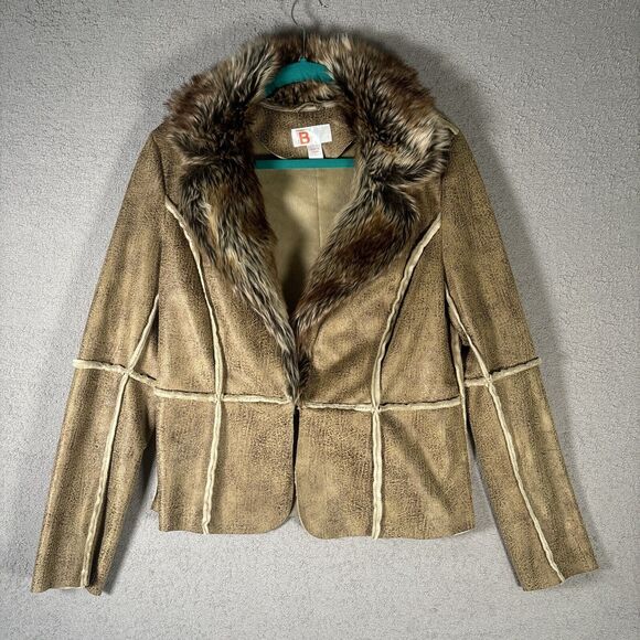 Bernardo Collection Faux Fur Trimmed Women’s Jacket Size Large Fur Lined 70s - Picture 1 of 13